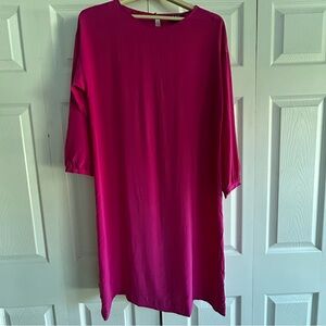 A.P.C. Rue Madame Paris Long Sleeve Silk Pink Fuchsia Long Dress Size 34 Small
